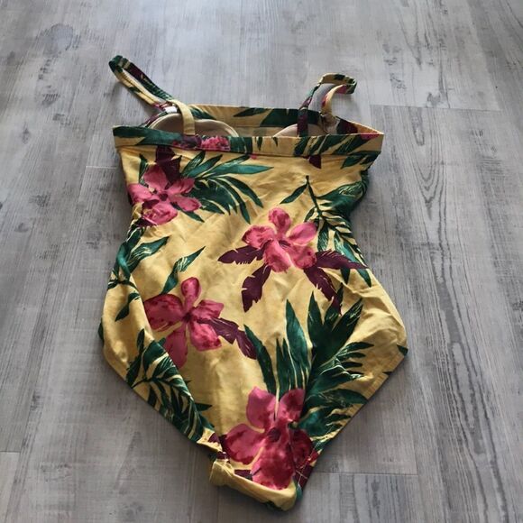 Vintage Tropical Print One Piece Swimsuit - Sz 10 - Picture 8 of 13